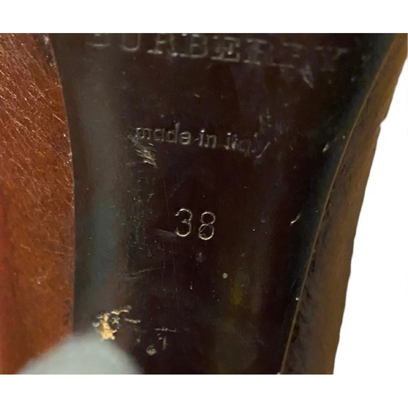 Authentic Burberry Italy Leather Brown High Heel Loafer Shoes - Picture 10 of 15